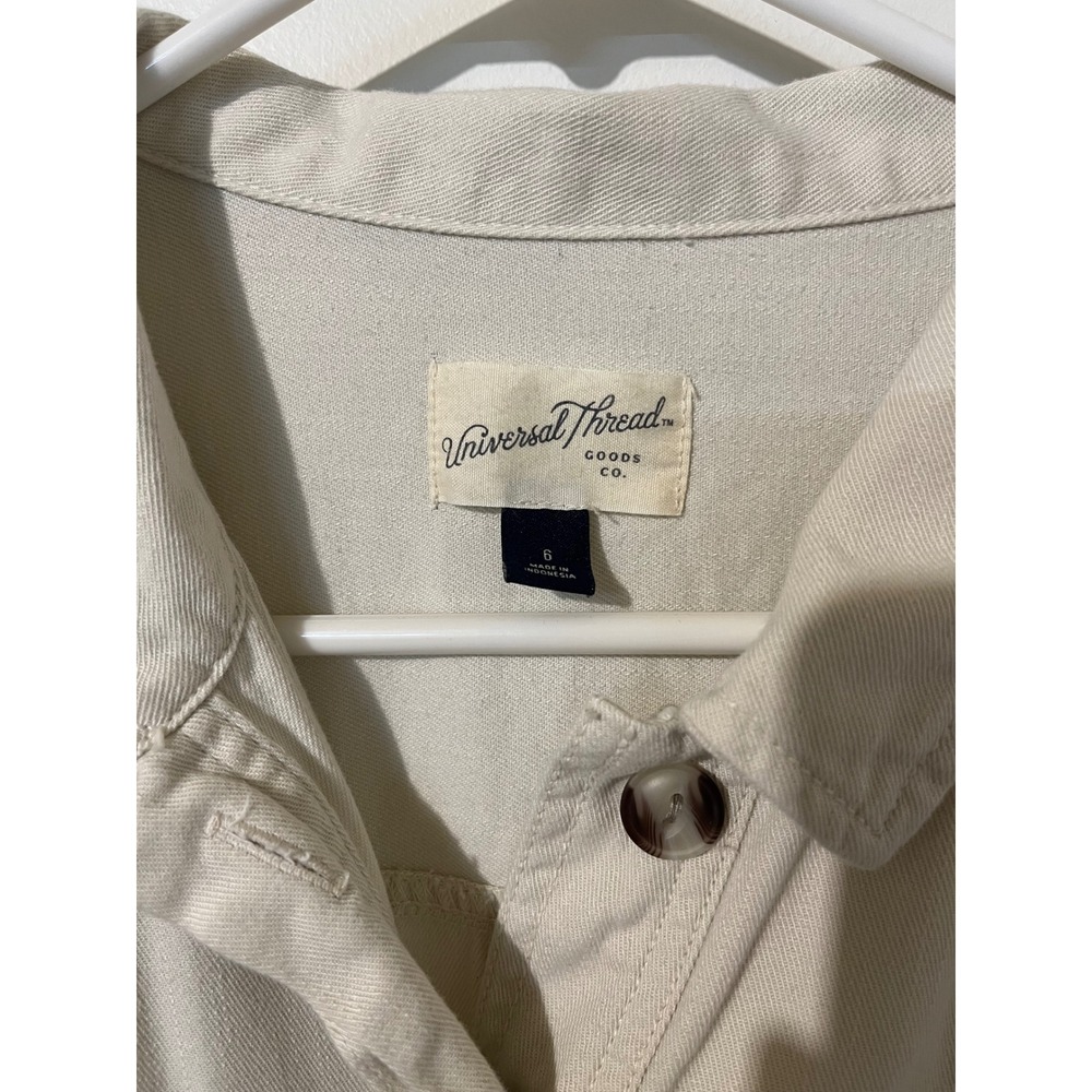 Universal Thread Womens Utility Jumpsuit Cream Beige Short Sleeve Belted Size 6 - Picture 2 of 3
